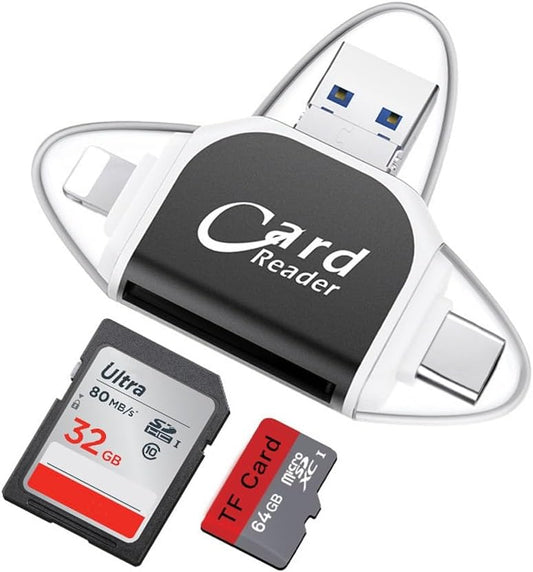 Lecteur de Carte Mémoire SD & Micro SD 4‑en‑1 – Universel & Pratique