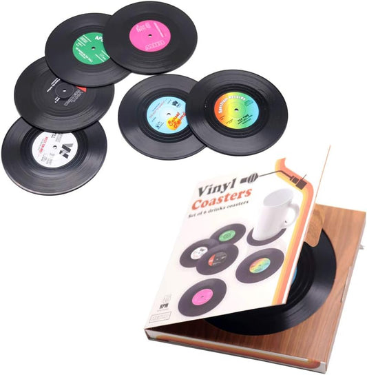 Lot de 6 sous-verres disque en vinyle