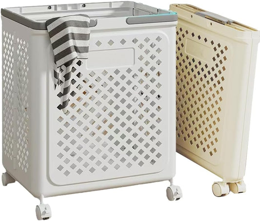 Panier à Linge Pliable avec Roulettes