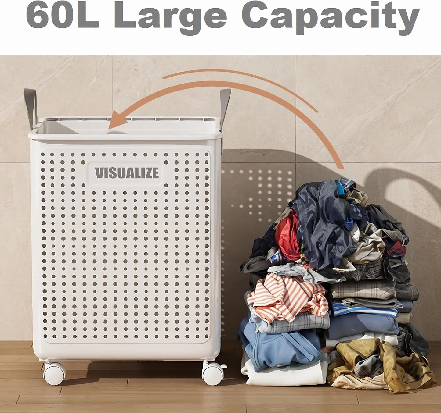 Panier à Linge Pliable avec Roulettes