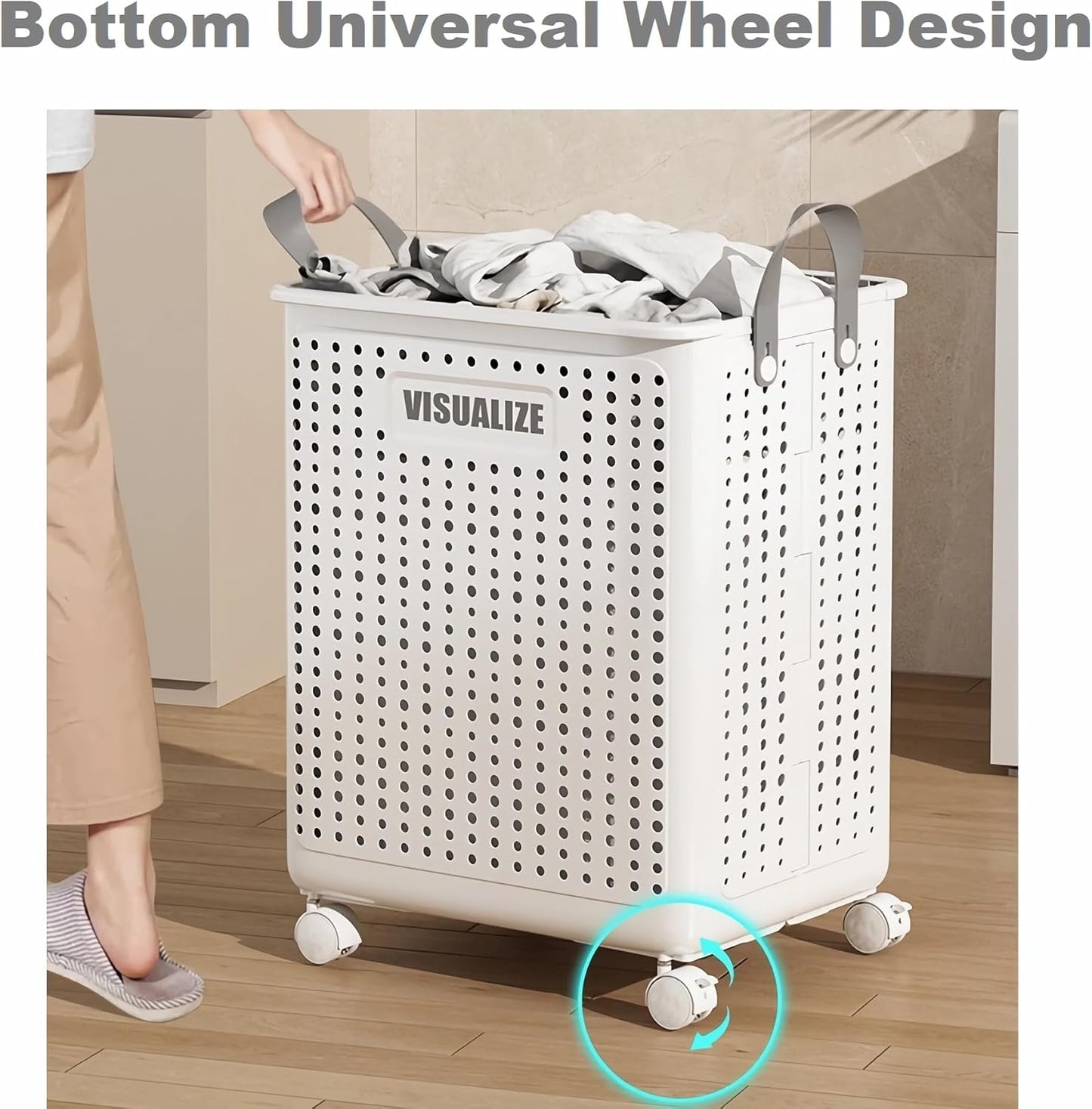 Panier à Linge Pliable avec Roulettes