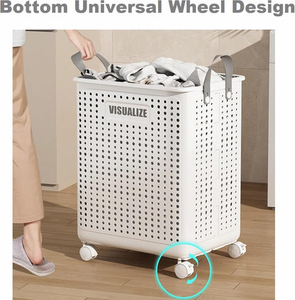 Panier à Linge Pliable avec Roulettes