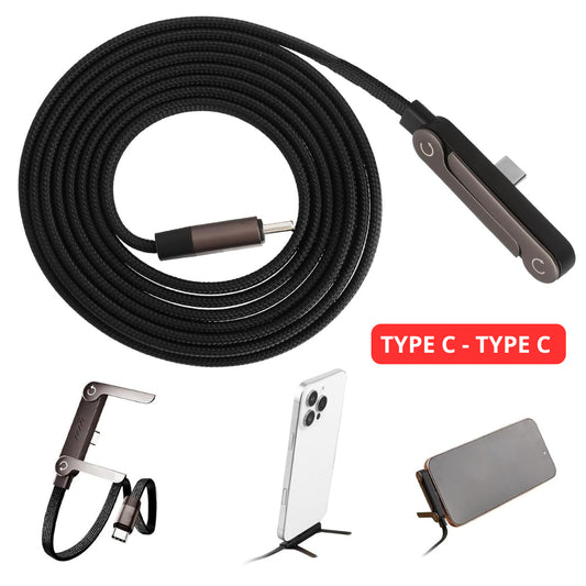 ⚡ Câble de Charge Ultra-Rapide 240W Type-C avec Support Téléphone Intégré